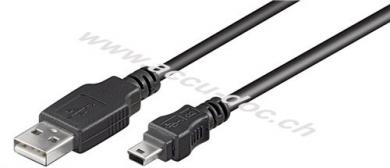 USB 2.0 Hi-Speed-Kabel, schwarz, 1.8 m - USB 2.0-Stecker (Typ A) > USB 2.0-Mini-Stecker (Typ B, 5-Pin) 