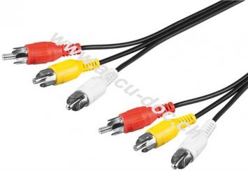 Composite Audio Video Verbindungskabel, 3x Cinch, 10 m - 3x Cinch-Stecker > 3x Cinch-Stecker 