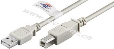 USB 2.0 Hi-Speed-Kabel mit USB-Zertifikat, grau, 3 m - USB 2.0-Stecker (Typ A) > USB 2.0-Stecker (Typ B) 