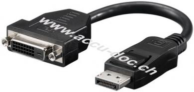 DisplayPort/DVI-D Adapterkabel 1.2, vernickelt, 0.15 m, Schwarz - DisplayPort-Stecker > DVI-I-Buchse Dual-Link (24+5 pin) 