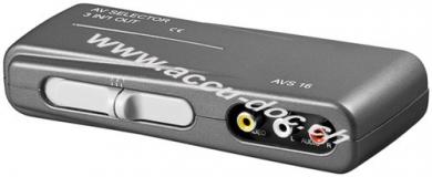 Audio/Video-Umschaltbox, 3x Cinch-Buchse, Schwarz - zum Anschluss von bis zu 3 Geräten an ein Fernsehgerät 