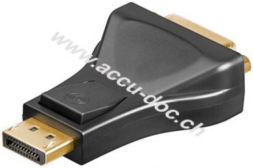 DisplayPort/DVI-D Adapter 1.1, vergoldet, Schwarz - DisplayPort-Stecker > DVI-I-Buchse Dual-Link (24+5 pin) 