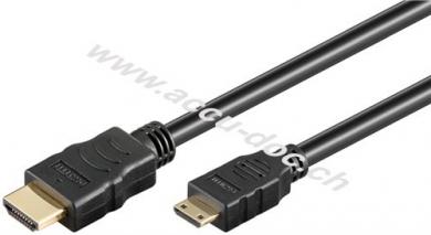 High Speed HDMI™ Kabel mit Ethernet, vergoldet, 1.5 m, Schwarz - HDMI™-Stecker (Typ A) > HDMI™ Mini-Stecker (Typ C) 