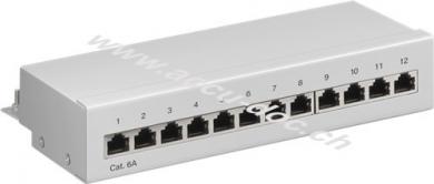 CAT 6a Mini/Desktop Patch Panel, 12 Port, Grau - STP geschirmt, Grau 