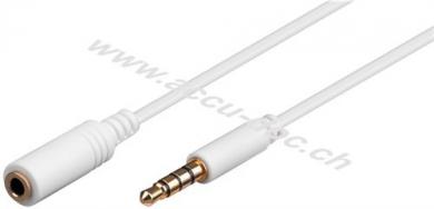 Kopfhörer- und Audio Verlängerungskabel AUX, 4-pol. 3,5 mm slim, CU, 0.5 m, Weiß - Klinke 3,5 mm Stecker (4-Pin, stereo) > Klinke 3,5-mm-Buchse (4-Pin, stereo) 