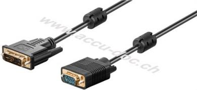 DVI-I/VGA Full HD Kabel, vergoldet, 3 m, Schwarz - DVI-A-Stecker (12+5 pin) > VGA-Stecker (15-polig) 