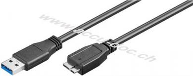 USB 3.0-SuperSpeed-Kabel, Schwarz, 1 m - USB 3.0-Stecker (Typ A)  >  USB 3.0-Micro-Stecker (Typ B) 