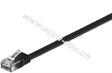 CAT 6 Flach-Patchkabel, U/UTP, Schwarz, 0.5 m - Kupfermaterial 