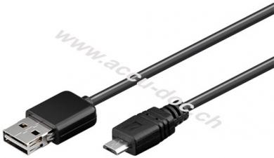 EASY USB Sync- und Ladekabel 1 m, Schwarz, 1 m - USB 2.0-Easy-Stecker (Typ A) > USB 2.0-Micro-Stecker (Typ B) 