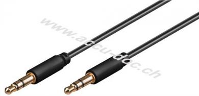 Audio Verbindungskabel AUX, 3,5 mm stereo 3-pol., slim, CU, 2 m, Schwarz - Klinke 3,5 mm Stecker (3-Pin, stereo) > Klinke 3,5 mm Stecker (3-Pin, stereo) 