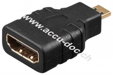 HDMI™-Adapter, vergoldet, 1 Stk. im Blister, Schwarz - HDMI™-Buchse (Typ A) > HDMI™ Micro-Stecker (Typ D) 
