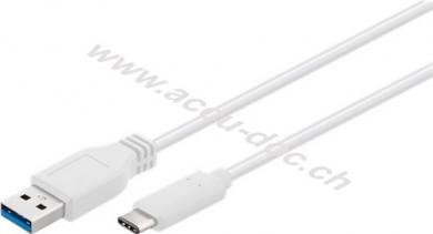 USB-C™ auf USB A 3.0 Kabel, weiß, 0.5 m - USB 3.0-Stecker (Typ A) > USB-C™-Stecker 