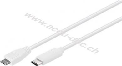 USB 2.0 Kabel USB-C™ auf Micro-B 2.0, weiß, 1 m - USB 2.0-Micro-Stecker (Typ B) > USB-C™-Stecker 