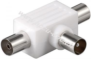 Koax-T-Adapter: doppelte Koax-Buchse > Koax-Stecker - Adapter-Stecker aus Kunststoff 