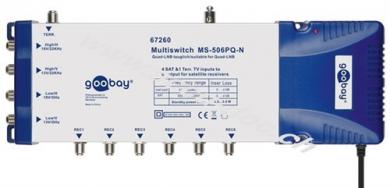 SAT-Multischalter 5 Eingänge/6 Ausgänge, Silber-Blau - Verteiler für max. 6 Teilnehmer von einem Satelliten 