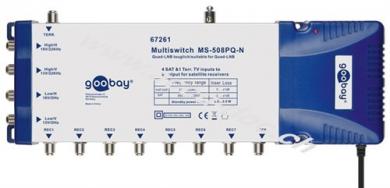 SAT-Multischalter 5 Eingänge/8 Ausgänge, Silber-Blau - Verteiler für max. 8 Teilnehmer von einem Satelliten 