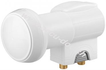 Universal Twin LNB, Grau-Weiß - digitaler SAT-LNB (DVB-S2) für 2 Teilnehmer (8K, 4K, UHD, HDTV, 3D) 