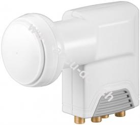 Universal Quad LNB, Weiß-Grau - digitaler SAT-LNB (DVB-S2) für 4 Teilnehmer (8K, 4K, UHD, HDTV, 3D) 