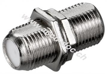 F-Verbinder: F-Buchse > F-Buchse, 10 Stk. Polybeutel - Kupfer, breite Mutter 