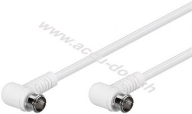 Gewinkeltes SAT-Antennenkabel (80 dB), doppelt geschirmt, 5 m, Weiß - F-Stecker (Quick) 90° > F-Stecker (Quick) 90° (vollständig geschirmt) 