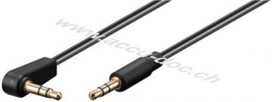 Audio Verbindungskabel AUX, 3,5 mm stereo 3-pol., slim, CU, abgewinkelt, 0.5 m, Schwarz - Klinke 3,5 mm Stecker (3-Pin, stereo) > Klinke 3,5 mm Stecker (3-Pin, stereo) 90 