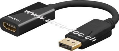 DisplayPort™ auf HDMI™-Adapterkabel 1.2, vergoldet, 0.1 m, Schwarz - DisplayPort™-Stecker > HDMI™-Buchse (Typ A) 