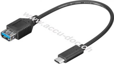 Sync & Charge Super Speed USB-C™ auf USB A 3.0 Verlängerungskabel, 0.2 m, Schwarz - USB 3.0-Buchse (Typ A) > USB-C™-Stecker 