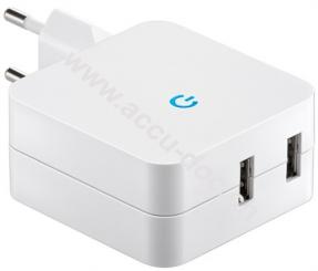Dual USB Ladegerät 4,1 A, Weiß - mit 2x USB-Buchse,Weiß 
