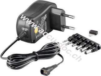 Universal-Netzteil (3 V - 12 V  max. 12 W / 1,0 A), Schwarz, 1.8 m - inkl. 6x DC-Adapter 