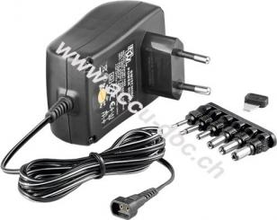 Universal-Netzteil (3 V - 12 V  max. 18 W / 1,5 A)12,3,4,5,5,7,5,6,9, Schwarz, 1.8 m - inkl. 6x DC-Adapter 