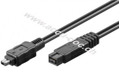 FireWire™ 800 Adapterkabel, 9 Pin zu 4 Pin, IEEE1394b, 1.8 m, Schwarz - FireWire 800 Stecker (9-Pin) > FireWire 400 Stecker (4-Pin) 