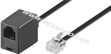 Modularverlängerungskabel, 10 m, Schwarz - Kupferkaschierter Aluminiumleiter (CCA), RJ11/RJ14-Stecker (6P4C) > RJ11-Buchse (6P4C) 