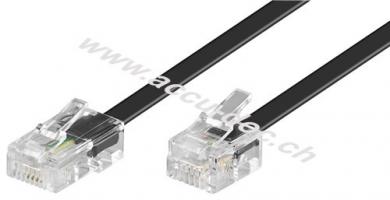Telefonkabel (Modularkabel/Westernkabel), 10 m, Schwarz - Kupferkaschierter Aluminiumleiter (CCA), RJ45-Stecker (8P4C) > RJ11-Stecker (6P4C) 