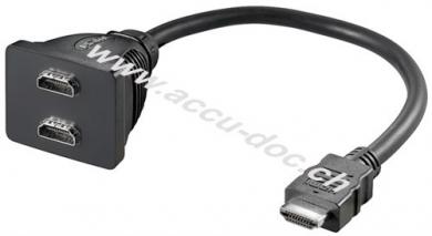 HDMI™ Kabeladapter, vernickelt, 0.1 m, Schwarz - 2x HDMI™-Buchse (Typ A) > HDMI™-Stecker (Typ A) 