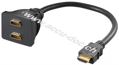 HDMI™-Kabeladapter, vergoldet, 0.1 m, Schwarz - 2x HDMI™-Buchse (Typ A) > HDMI™-Stecker (Typ A) 