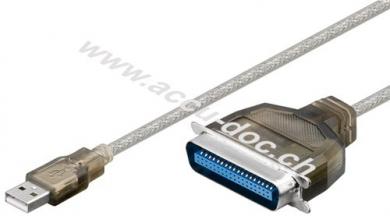 USB-Druckerkabel Transparent, 1.5 m - USB 2.0-Stecker (Typ A) > Centronics-Stecker (36-Pin) 