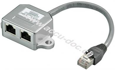 Kabel-Splitter (Y-Adapter), 1 Stk. im Plastikbeutel - 1x RJ45-Stecker > 2x RJ45-Buchsen, Schirmung 