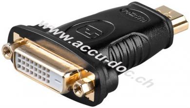 HDMI™/DVI-D-Adapter, vergoldet, HDMI™-Stecker (Typ A), Schwarz - HDMI™-Stecker (Typ A) > DVI-D-Buchse Dual-Link (24+1 pin) 