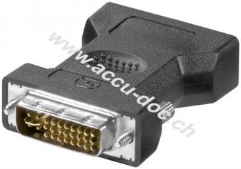 Analoger DVI-I/VGA-Adapter,, DVI-I-Stecker Dual-Link (24+5 pin), Schwarz - DVI-I-Stecker Dual-Link (24+5 pin) > VGA-Buchse (15-polig) 