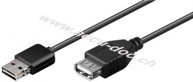 EASY USB-Verlängerungsladekabel, Schwarz, 0.3 m - USB 2.0-Easy-Stecker (Typ A) > USB 2.0-Easy-Buchse (Typ A) 
