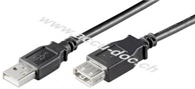 USB 2.0 Hi-Speed Verlängerungskabel, Schwarz, 0.3 m - USB 2.0-Stecker (Typ A) > USB 2.0-Buchse (Typ A) 