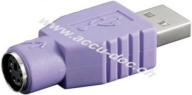 USB-Adapter, Violett - USB-Stecker (Typ A) > Mini-DIN 6-Buchse (PS/2) 