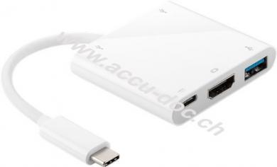 USB-C™ Multiport-Adapter 3x USB + HDMI, weiß, 1 Stk. im Plastikbeutel - USB-C™ > HDMI™ + 2x USB 2.0 + 1x USB 3.0 + 1x USB-C™ Ladeanschluss 