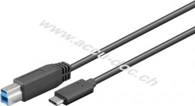 USB 3.0 Kabel USB-C™ auf B, schwarz, 1 m - USB 3.0-Stecker (Typ B) > USB-C™-Stecker 