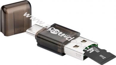 Kartenlesegerät USB-C™, USB 2.0, Schwarz - für direkten Datenaustausch zwischen Speicherkarten und Notebooks, Smartphones 