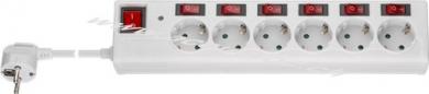 Steckdosenleiste 6-fach mit Überspannungsschutz und Schalter, 1,5 m, Weiß - 6x Schutzkontaktbuchsen, einzeln schaltbar 