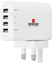 UK - USB Charger - 4-Port, UK-Stecker, Weiß - lädt gleichzeitig vier Geräte in allen Ländern, in welchen der britische Steckerstandard verwendet werden kann 