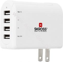 US USB Charger - 4-Port, US/Japan-Stecker (Typ A, NEMA 1-15, 2-polig), Weiß - lädt gleichzeitig vier Geräte in allen Ländern, in welchen der amerikanische Steckerstandard 