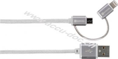 2in1 Charge'n Sync Micro USB & Lightning Connector - Steel Line, weiß, 2in1 Micro USB & Lightning Stecker, Silber - lädt und synchronisiert alle Geräte mit Micro USB- 