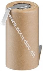 Sub-C, 2000 mAh, Lötfahne (Z), Flat-Top Papier 1Z - Nickel-Metallhydrid Akku (NiMH), 1,2 V, Pappe, Lötfahne (Z) 